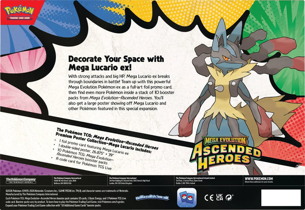 Pokemon Ascended Heroes Mega Lucario Ex Premium Poster Collection